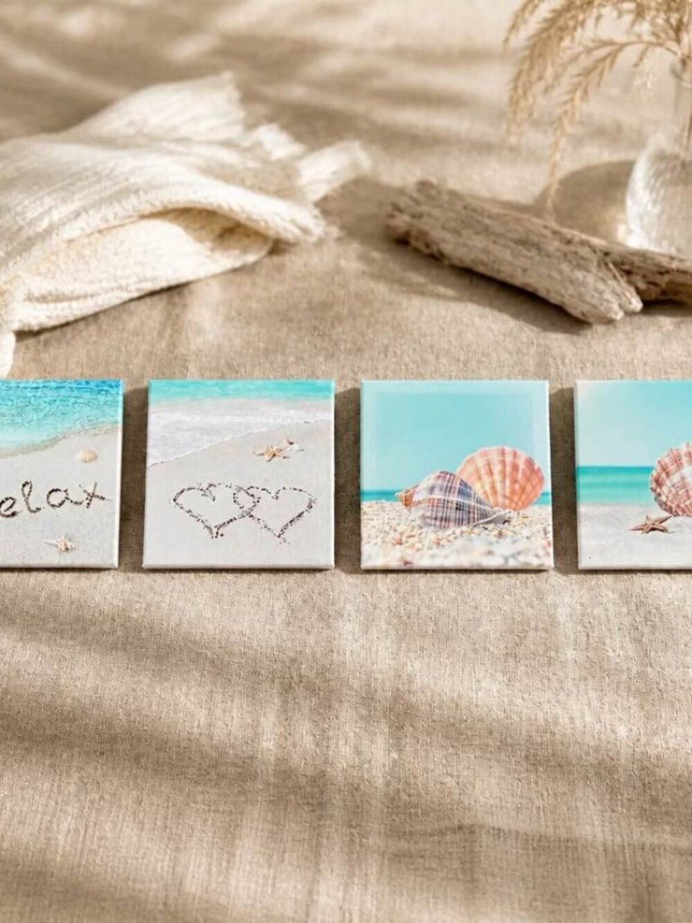 Relaxing Coastal Beach Canvas Wall Art Set